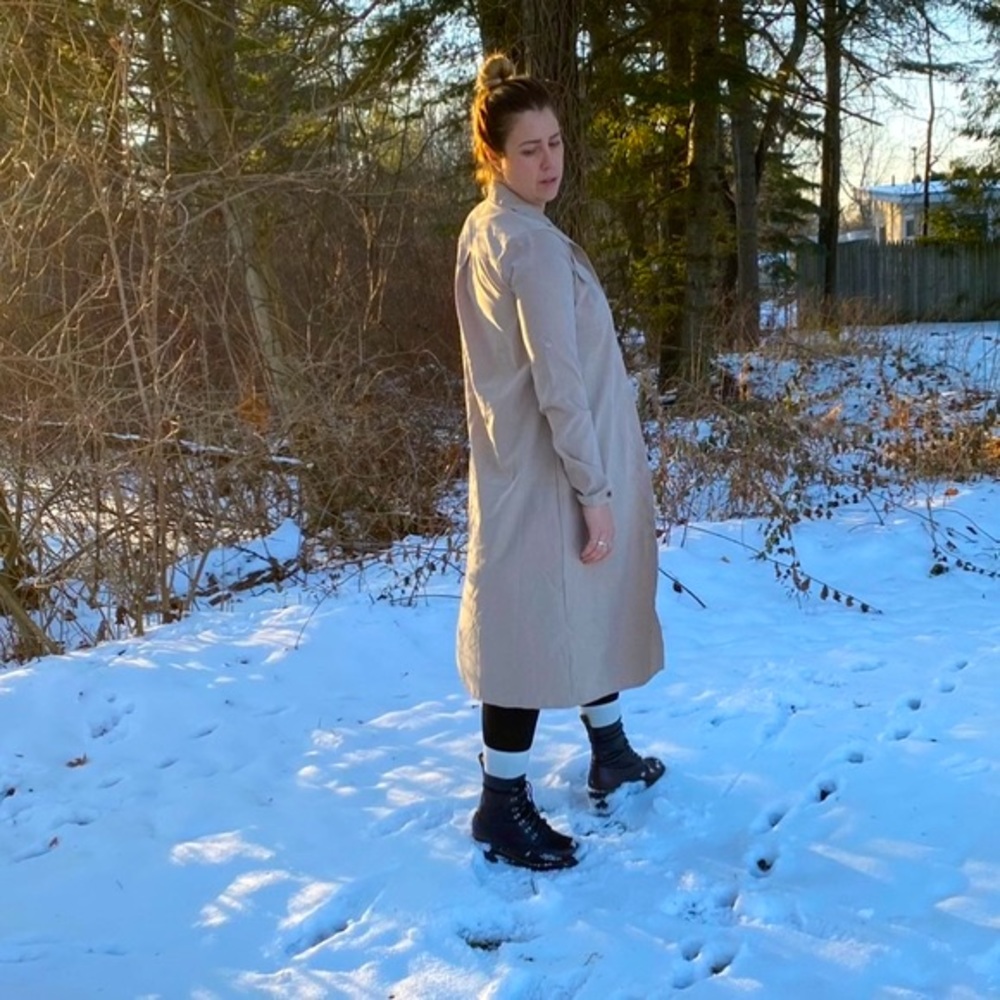 Khaki Blazer Long Jacket Cream Button Down Trench